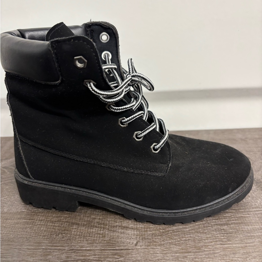 Black Lace-Up Ankle Boots